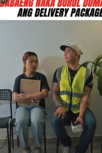 H1110010 Babaeng naka burol dumating ang delivery package part2